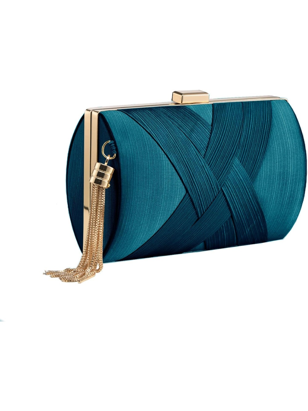 〽️ Women's Lake Blue Polyester Satin Clutch Purses Tassel Evening Crossbody Bag